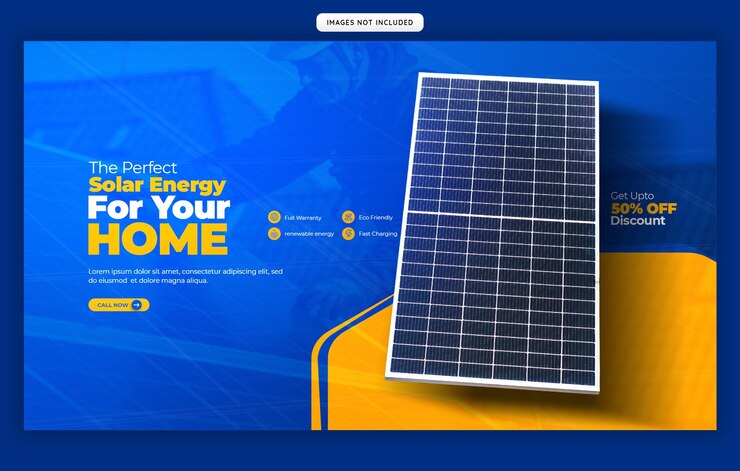 PSD grátis modelo de banner web de painel solar e economia de energia
