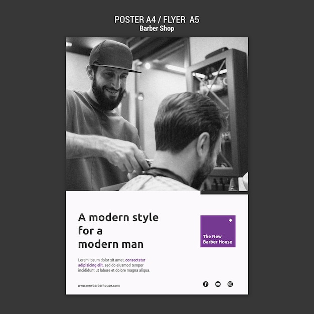 Modelo de barbearia de design plano