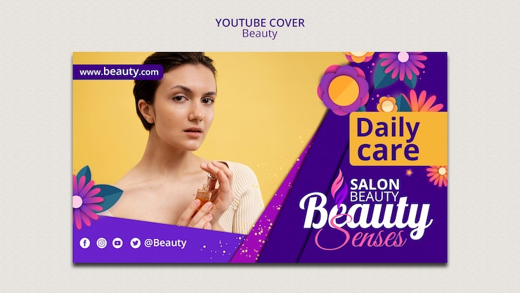 PSD grátis modelo de beleza de design plano
