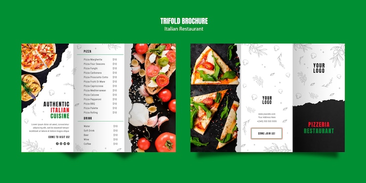 PSD grátis modelo de brochura - comida italiana com três dobras