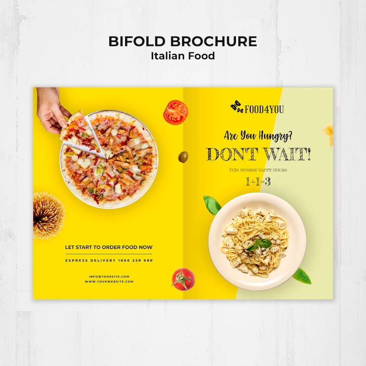 PSD grátis modelo de brochura - comida italiana conceito bifold