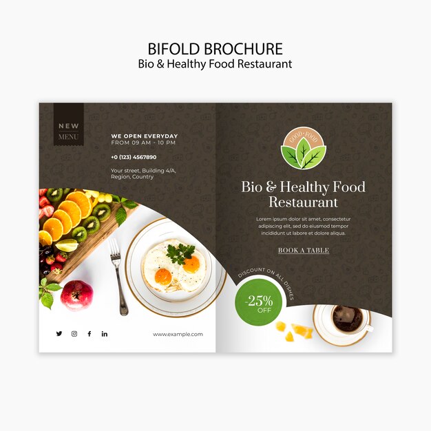 Modelo de brochura - restaurante de comida saudável