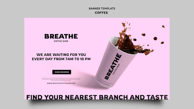 PSD grátis modelo de café de banner de design plano