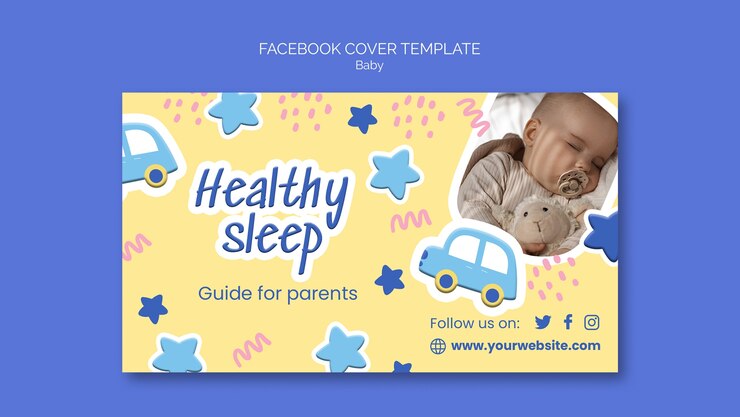 PSD grátis modelo de capa de facebook de cuidados com o bebê de design plano