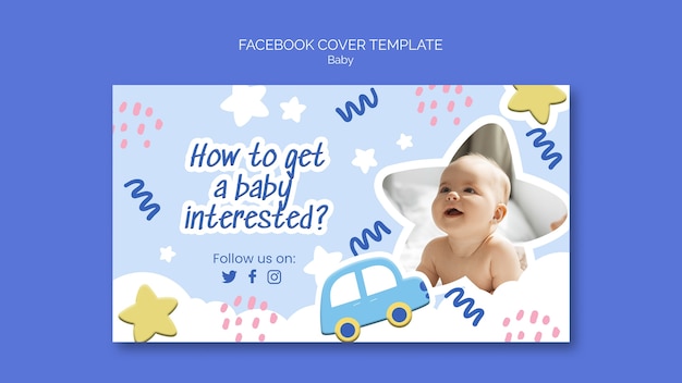 PSD grátis modelo de capa de facebook de cuidados com o bebê de design plano