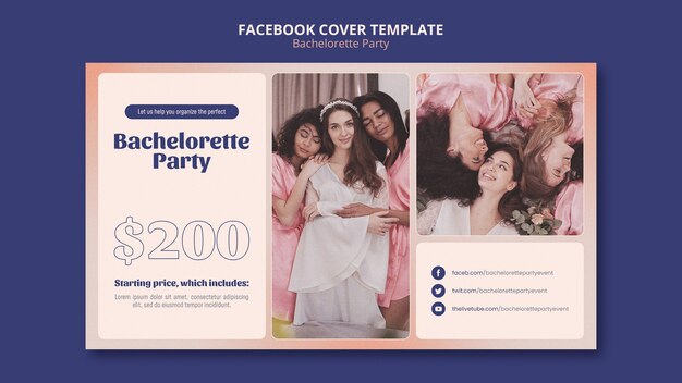 Modelo de capa de facebook de festa de despedida de solteira gradiente