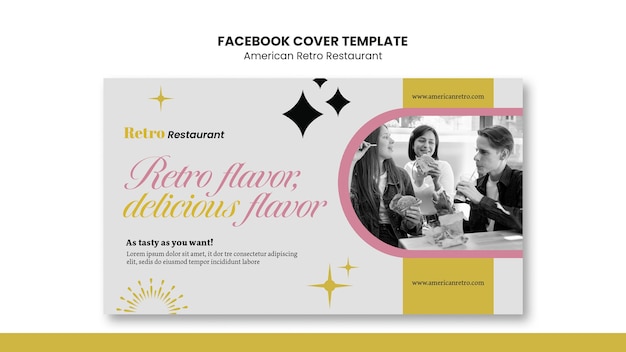 Modelo de capa de facebook de restaurante retrô americano