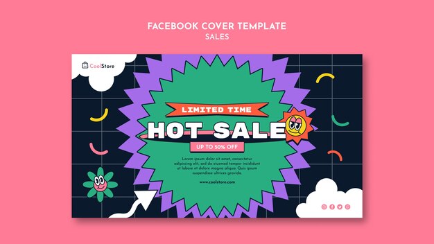 Modelo de capa de facebook de venda de design plano