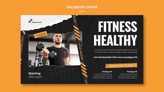Modelo de capa de mídia social de academia e fitness