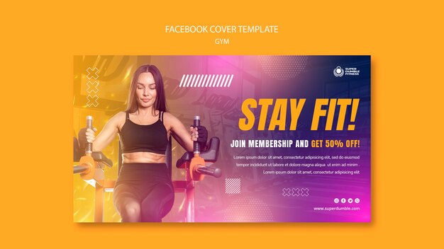 Modelo de capa de mídia social de academia e fitness