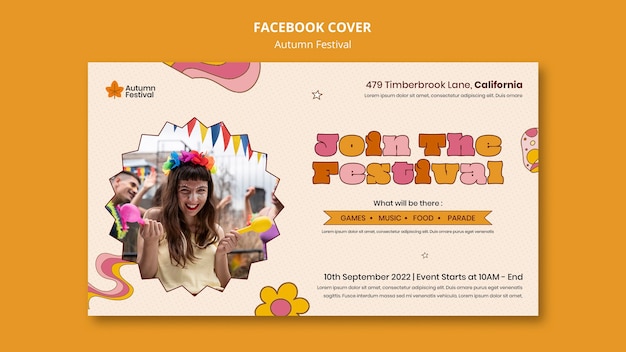 Modelo de capa de mídia social de celebração do festival de outono