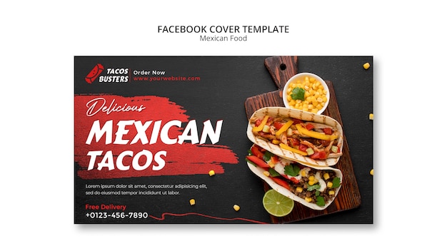 Modelo de capa de mídia social de restaurante de comida mexicana