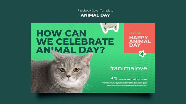 Modelo de capa de mídia social do dia dos animais