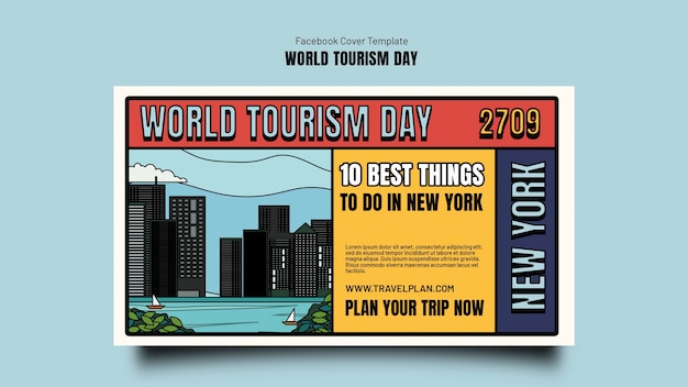 Modelo de capa de mídia social para celebração do dia mundial do turismo