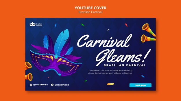 PSD grátis modelo de capa do carnaval brasileiro no youtube