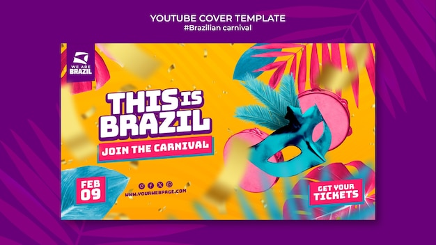 PSD grátis modelo de capa do carnaval brasileiro no youtube