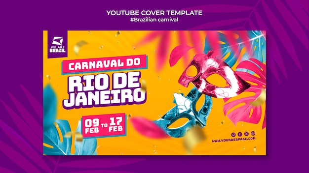 PSD grátis modelo de capa do carnaval brasileiro no youtube