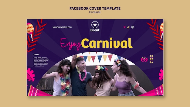 Modelo de capa do evento de carnaval no Facebook