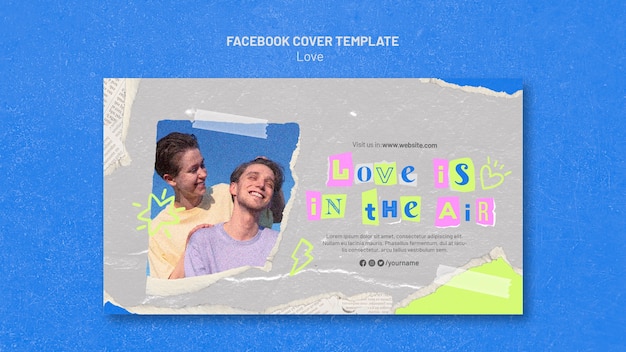 PSD grátis modelo de capa do facebook com textura de amor