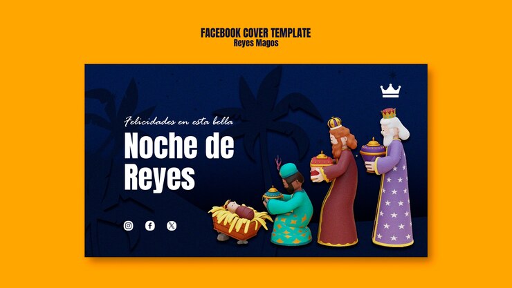 PSD grátis modelo de capa do facebook da tradição reyes magos