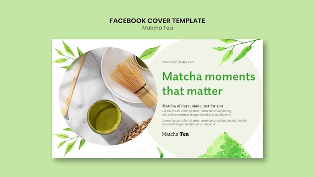 Modelo de capa do facebook de chá matcha