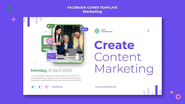 PSD grátis modelo de capa do facebook de conceito de marketing criativo