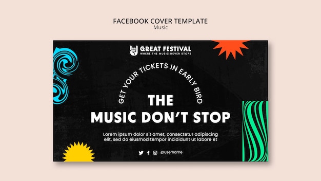 PSD grátis modelo de capa do facebook de programa de música