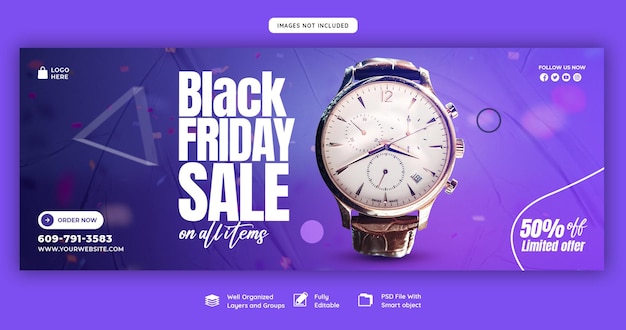 Modelo de capa do facebook de super venda da black friday