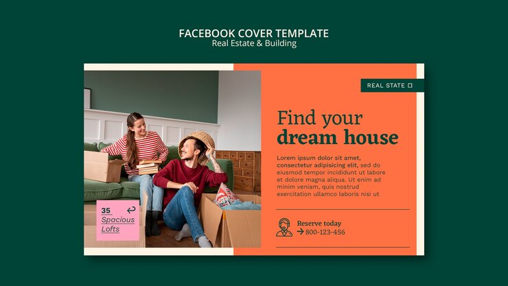PSD grátis modelo de capa do facebook do conceito imobiliário