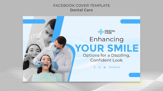 Modelo de capa do Facebook para atendimento odontológico de design plano