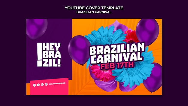 Modelo de capa do youtube carnaval brasileiro