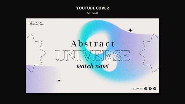 Modelo de capa do youtube com formas de gradiente