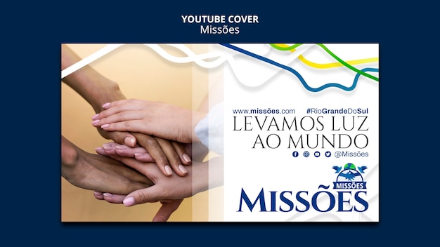 Modelo de capa do youtube da missoes