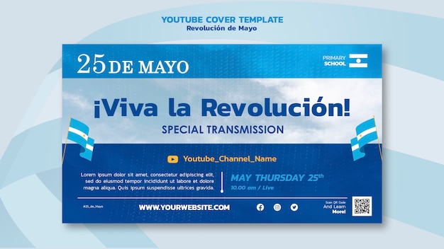 Modelo de capa do youtube da revolução de maio