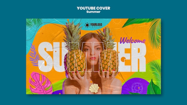 PSD grátis modelo de capa do youtube da temporada de verão