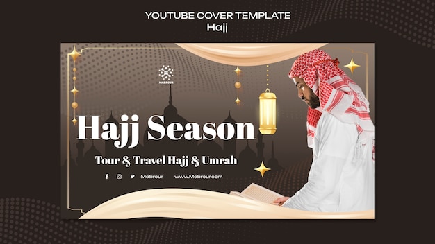 PSD grátis modelo de capa do youtube da temporada hajj