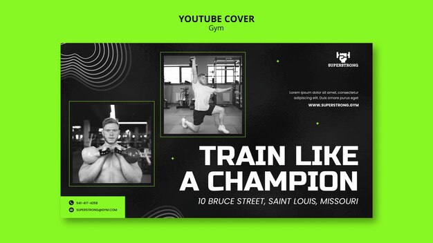 Modelo de capa do youtube de academia e fitness