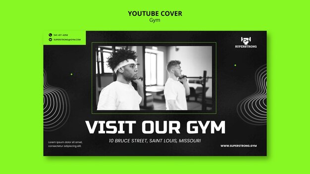 Modelo de capa do youtube de academia e fitness