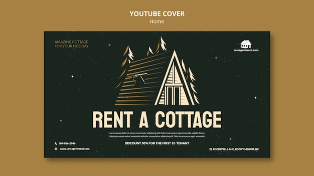 PSD grátis modelo de capa do youtube de aluguel de casa de férias