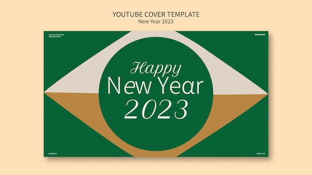 PSD grátis modelo de capa do youtube de ano novo de 2023