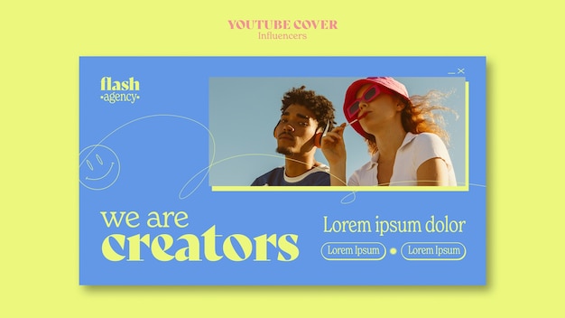 Modelo de capa do youtube de carreira de influenciador