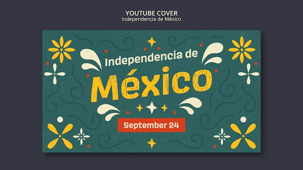 Modelo de capa do youtube de celebração da independência do México