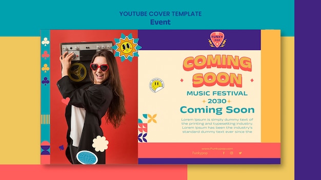 Modelo de capa do youtube de celebração de evento