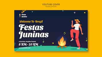 PSD grátis modelo de capa do youtube de celebração de festas juninas