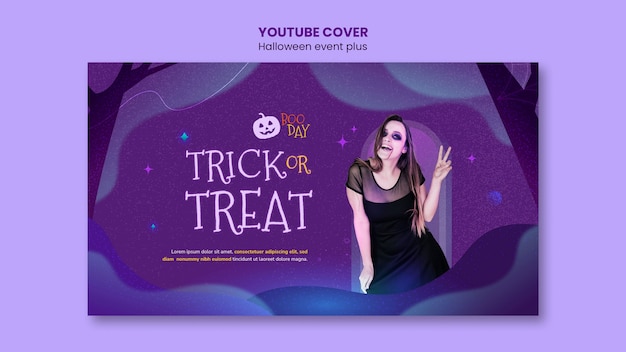 PSD grátis modelo de capa do youtube de celebração de halloween assustador
