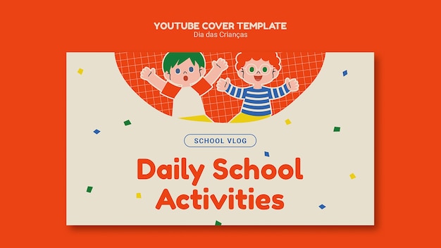 PSD grátis modelo de capa do youtube de comemoração do dia das criancas