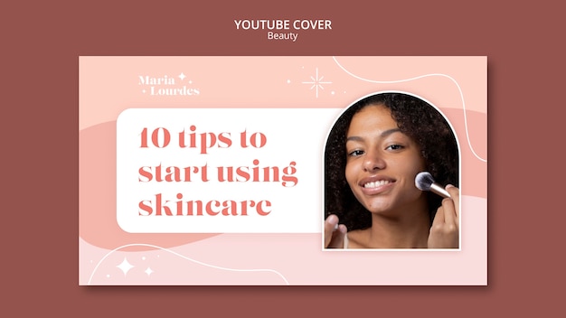 Modelo de capa do youtube de cosméticos de beleza e cuidados com a pele