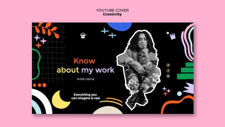 PSD grátis modelo de capa do youtube de criatividade