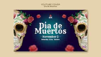 PSD grátis modelo de capa do youtube de dia de muertos