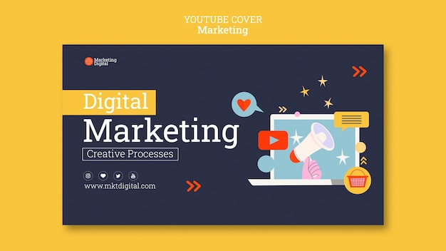 Modelo de capa do youtube de empresa de negócios de marketing